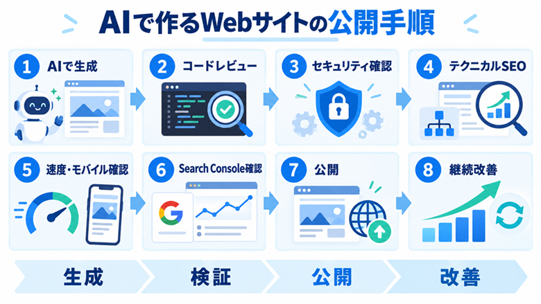 AIでWebサイトを作る際の生成・検証・公開・継続運用の流れ